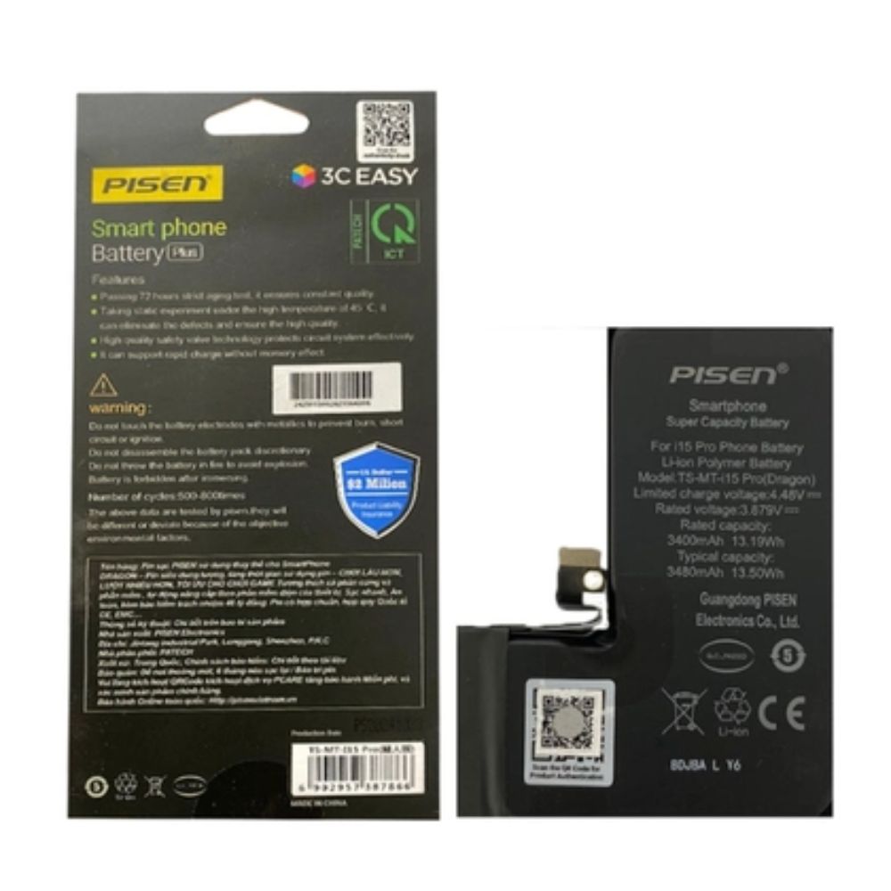 Pin iPhone 15 Pro chính hãng Pisen