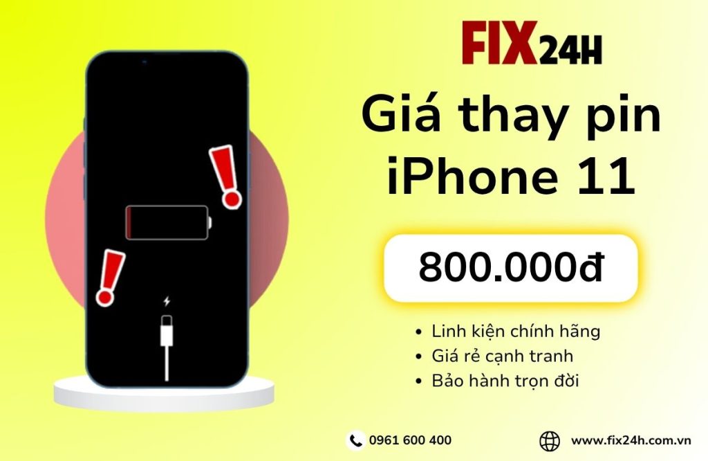 Giá thay pin iPhone 11 mới nhất 2025