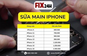 GIá sửa main iPhone tại cửa hàng Fix24h