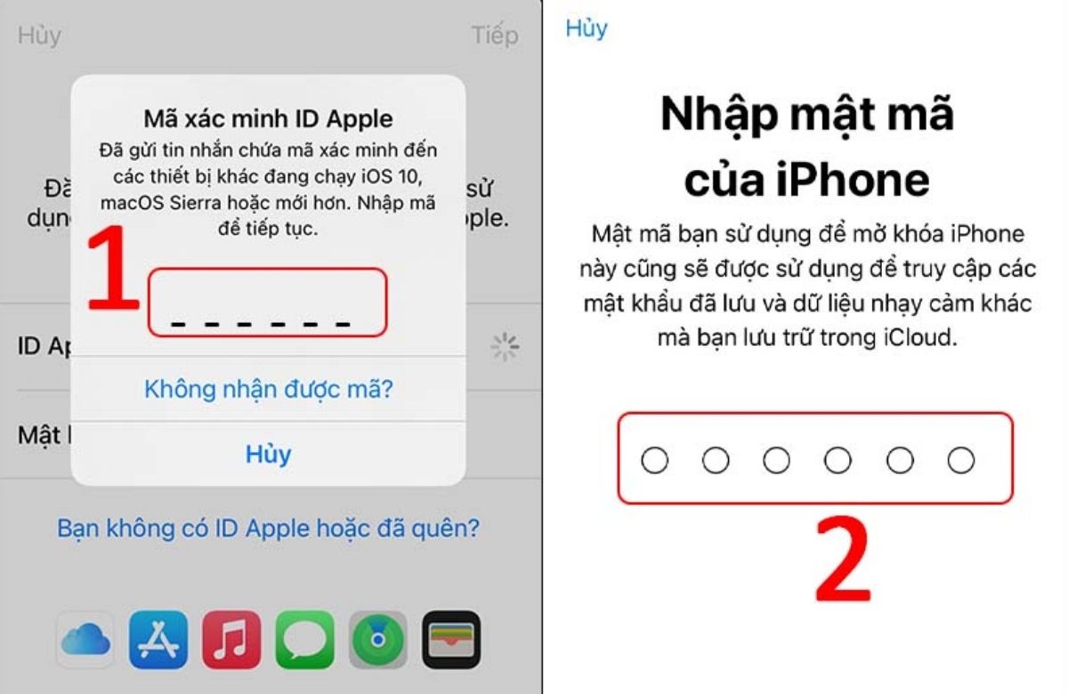 Nhập Mã xác minh ID Apple