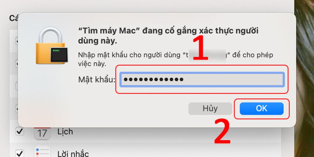 Nhập mật khẩu máy tính