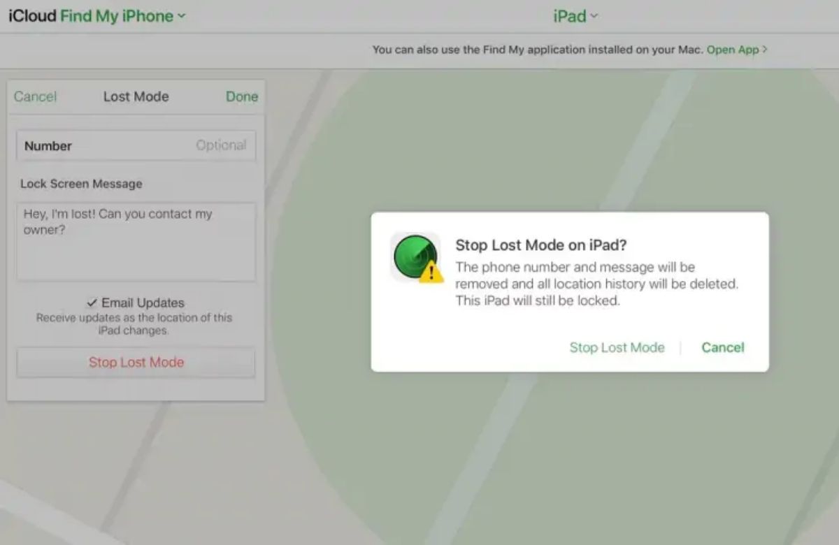 Dừng chế độ mất (Stop Lost Mode)