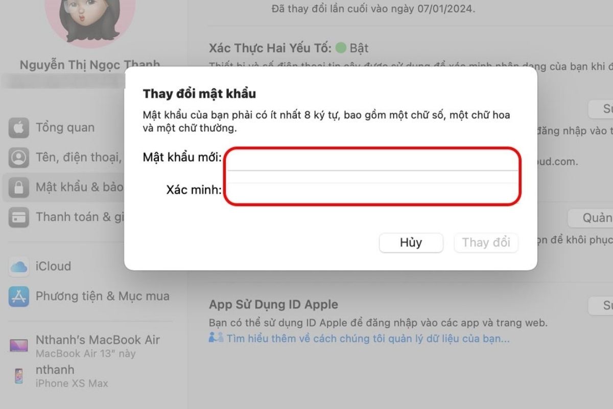 Thay đổi mật khẩu Apple ID trên máy Mac