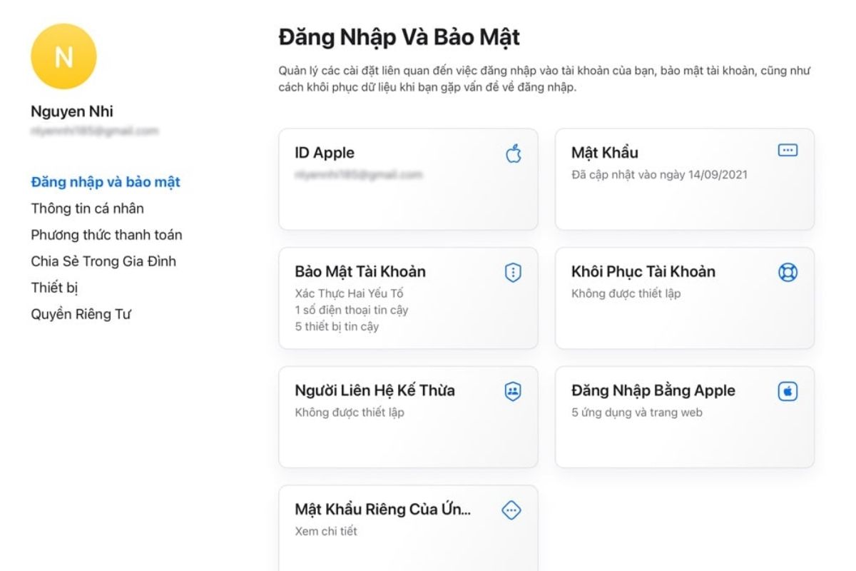 Thay đổi mật khẩu Apple ID trên trình duyệt web