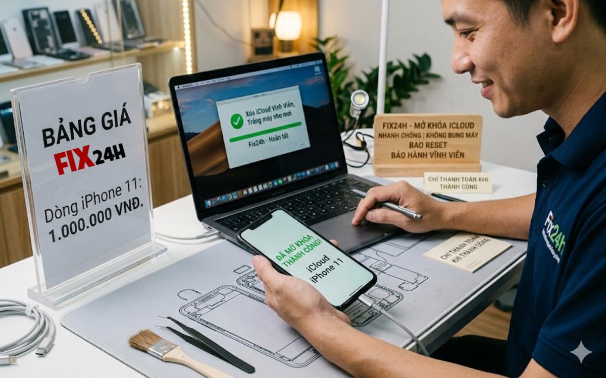 Fix24h – Địa chỉ mở khóa iCloud iPhone 11 uy tín tại TPHCM