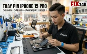 Dịch vụ thay Pin iPhone 15 Pro chính hãng tại Fix24h