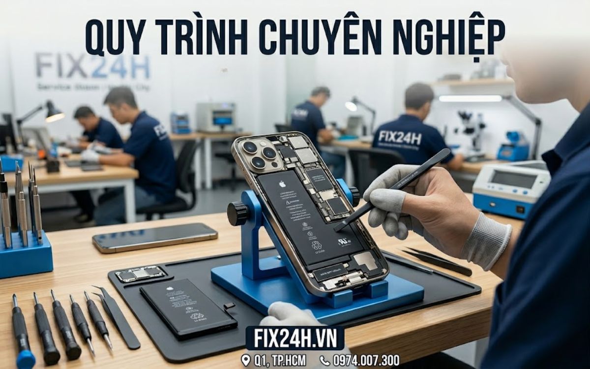 Quy trình thay pin iPhone 16 Pro Max chuyên nghiệp tại Fix24h