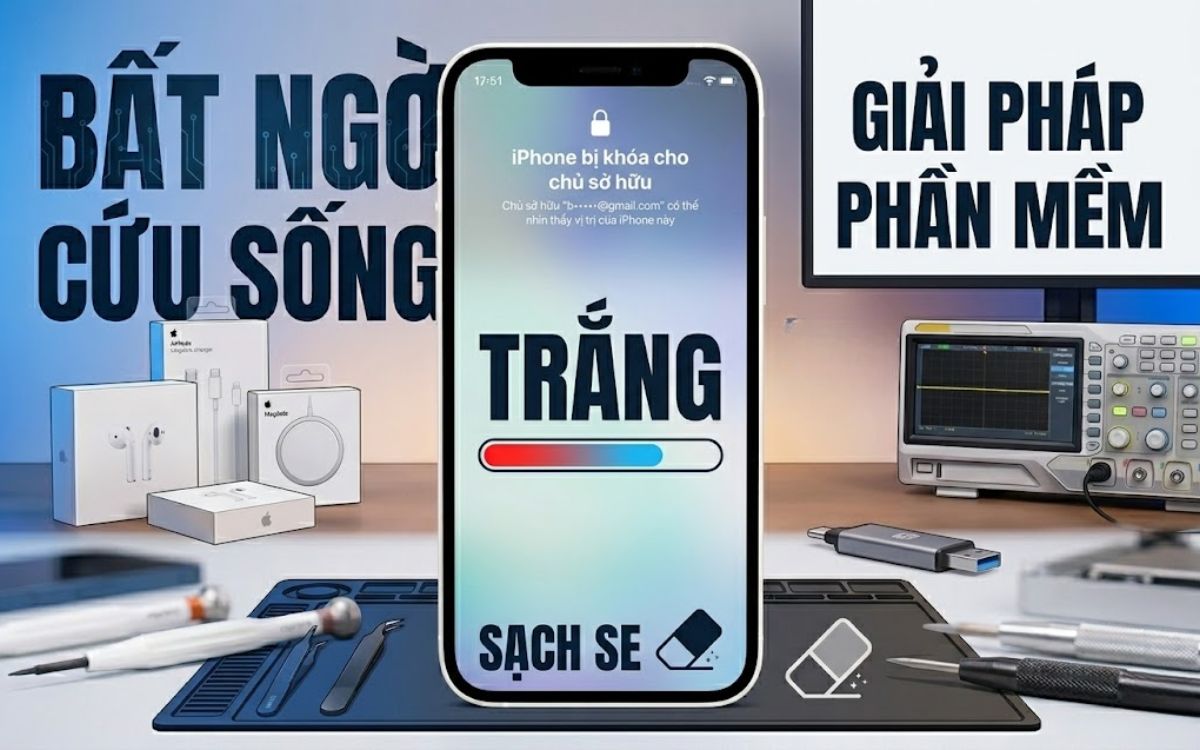 Mở khóa iCloud trắng như máy mới, bao reset sau mở
