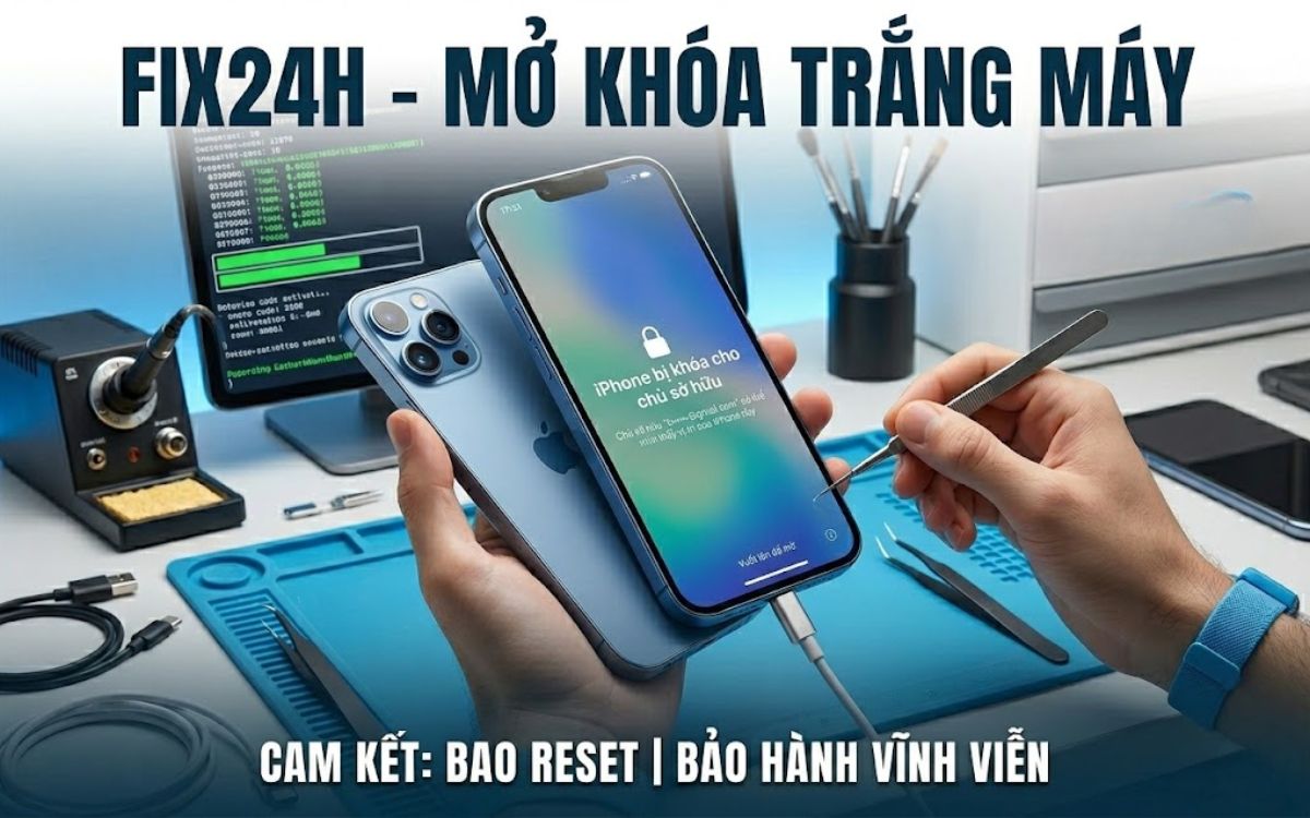Mở khóa iCloud trắng máy như mới, mở khóa xong sẽ mất toàn bộ dữ liệu