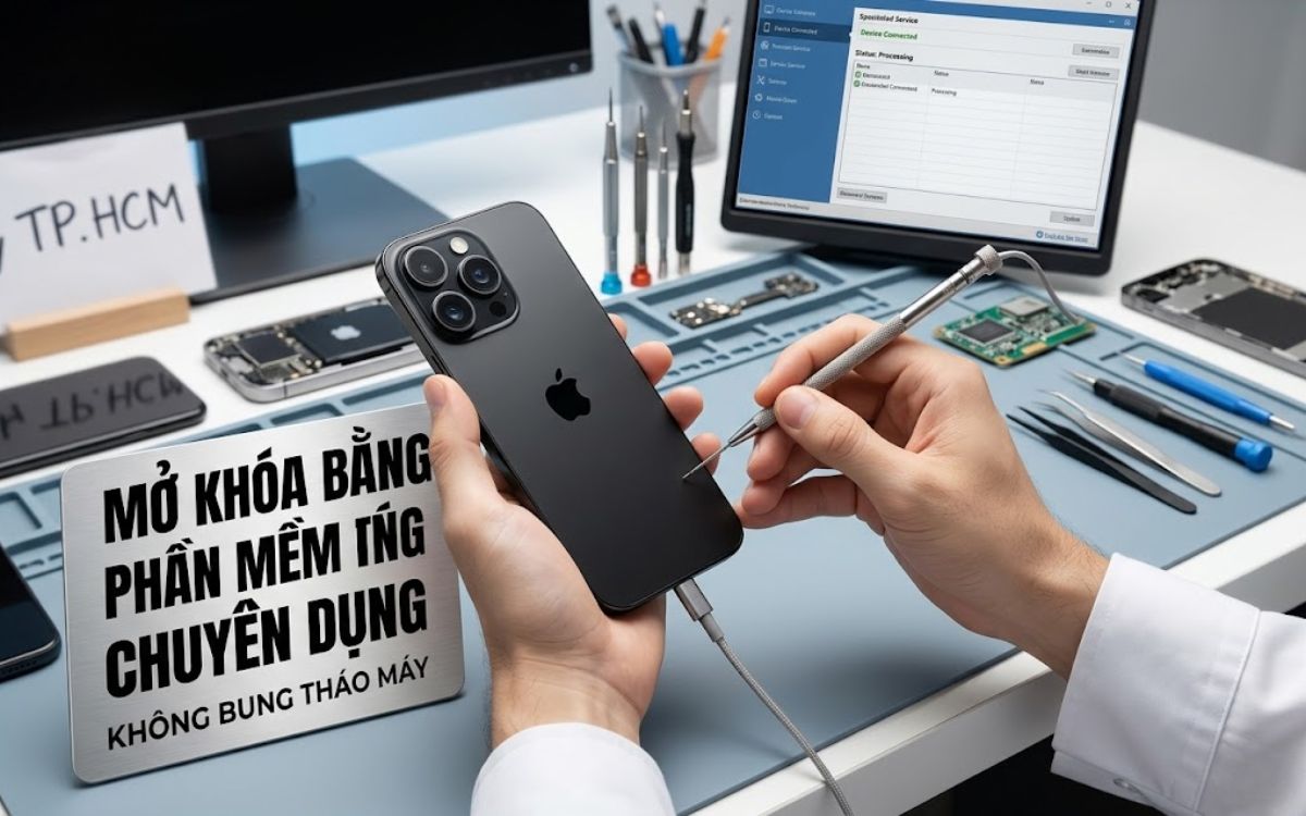 Mở khóa bằng phần mềm chuyên dụng, không bung máy