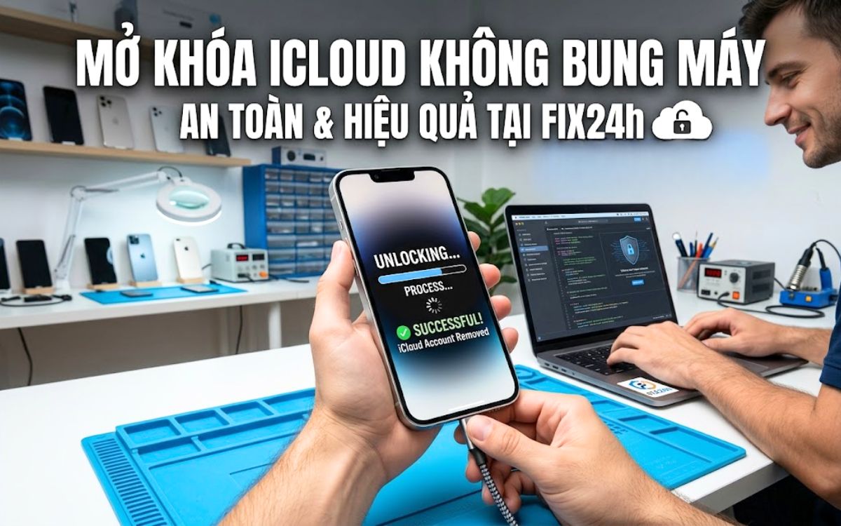 Bẻ khóa iCloud iPhone 14 bằng phần mềm không bung tháo máy