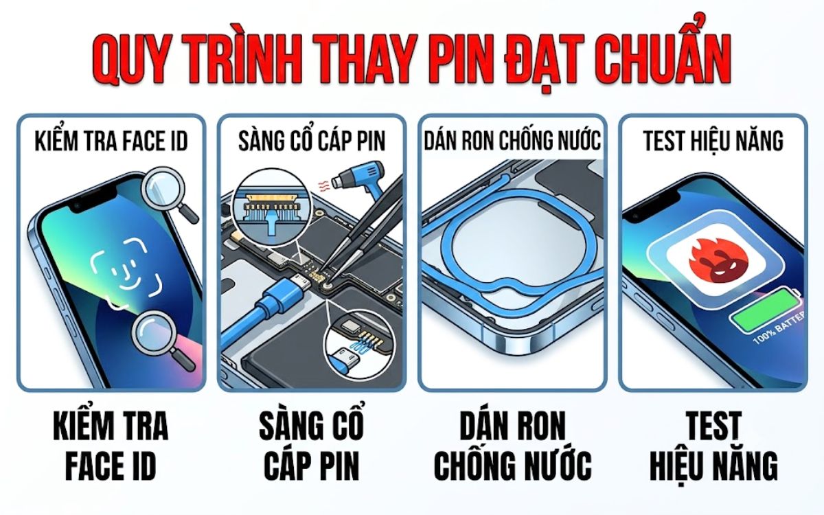 Thay pin iPhone 13 Pro đạt chuẩn chất lượng, linh kiện chuẩn