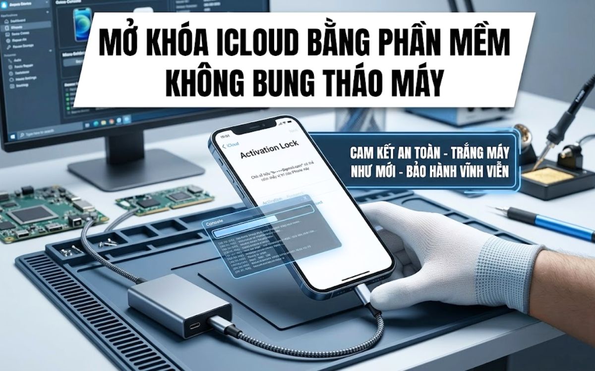 Mở khóa iPhone bị khóa iCloud bằng phần mềm chuyên nghiệp không bung tháo máy