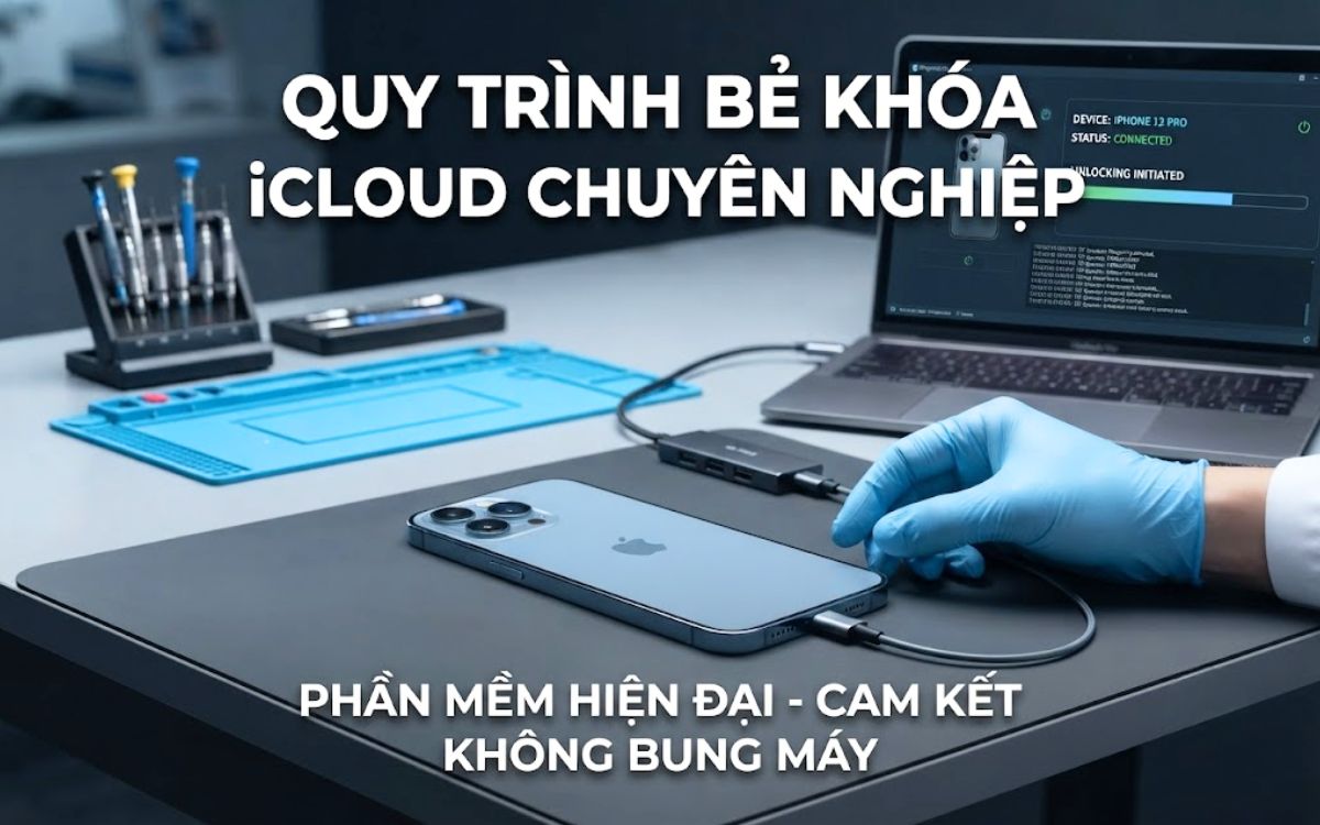 Bẻ khóa iCloud iPhone 13 Pro bằng phần mềm không bung tháo máy