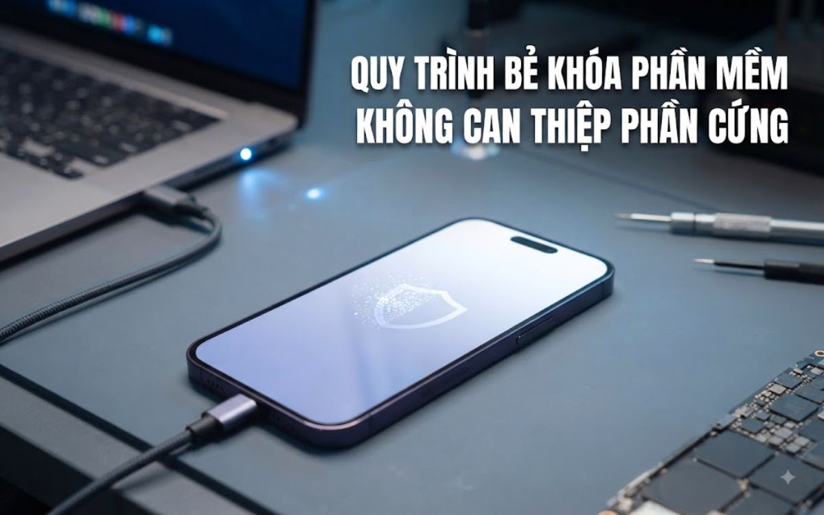 Bẻ khóa icloud iphone 14 Pro Max bằng phần mềm không bung tháo máy