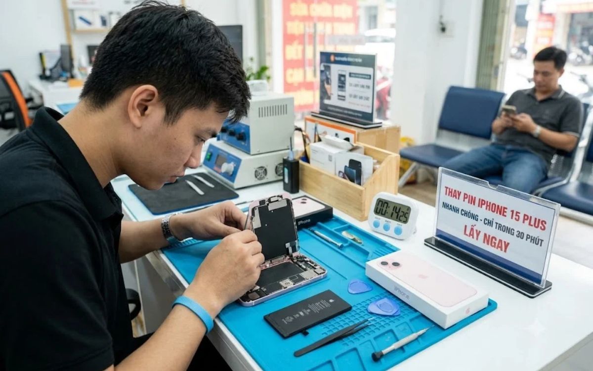Thay pin iPhone 15 Plus chính hãng giá tốt