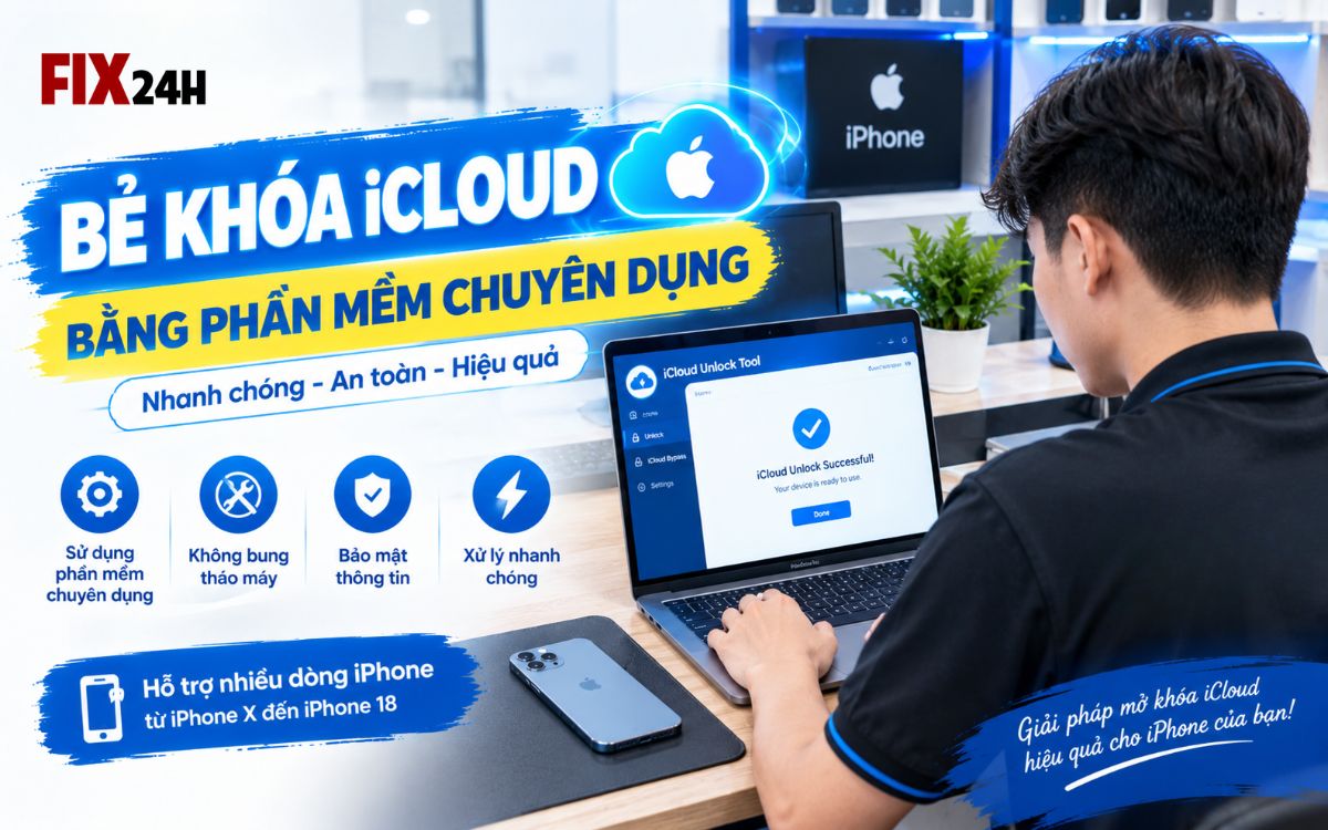 Bẻ khóa iCloud 13 Pro bằng phần mềm không bung máy
