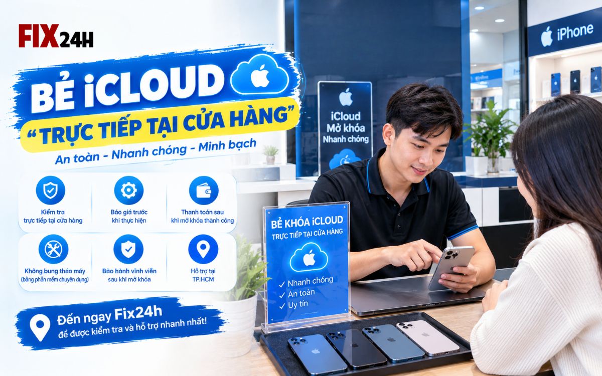 Bẻ khóa iCloud 13 Pro trực tiếp tại cửa hàng