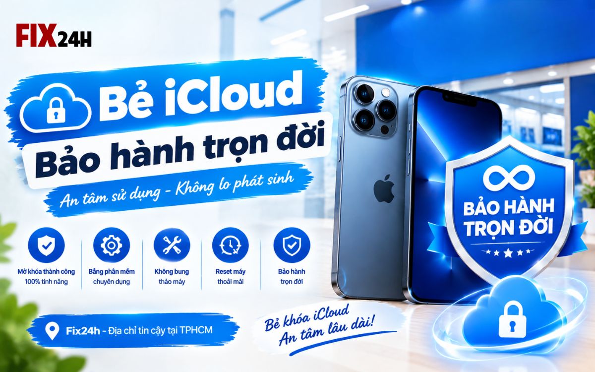 Bẻ khóa iCloud 13 Pro Max thành công, bảo hành trọn đời sau mở