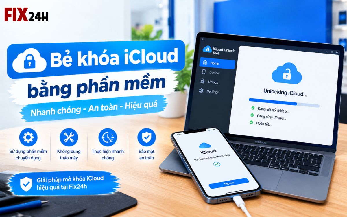Bẻ khóa iCloud 13 Pro Max bằng phần mềm không bung tháo máy