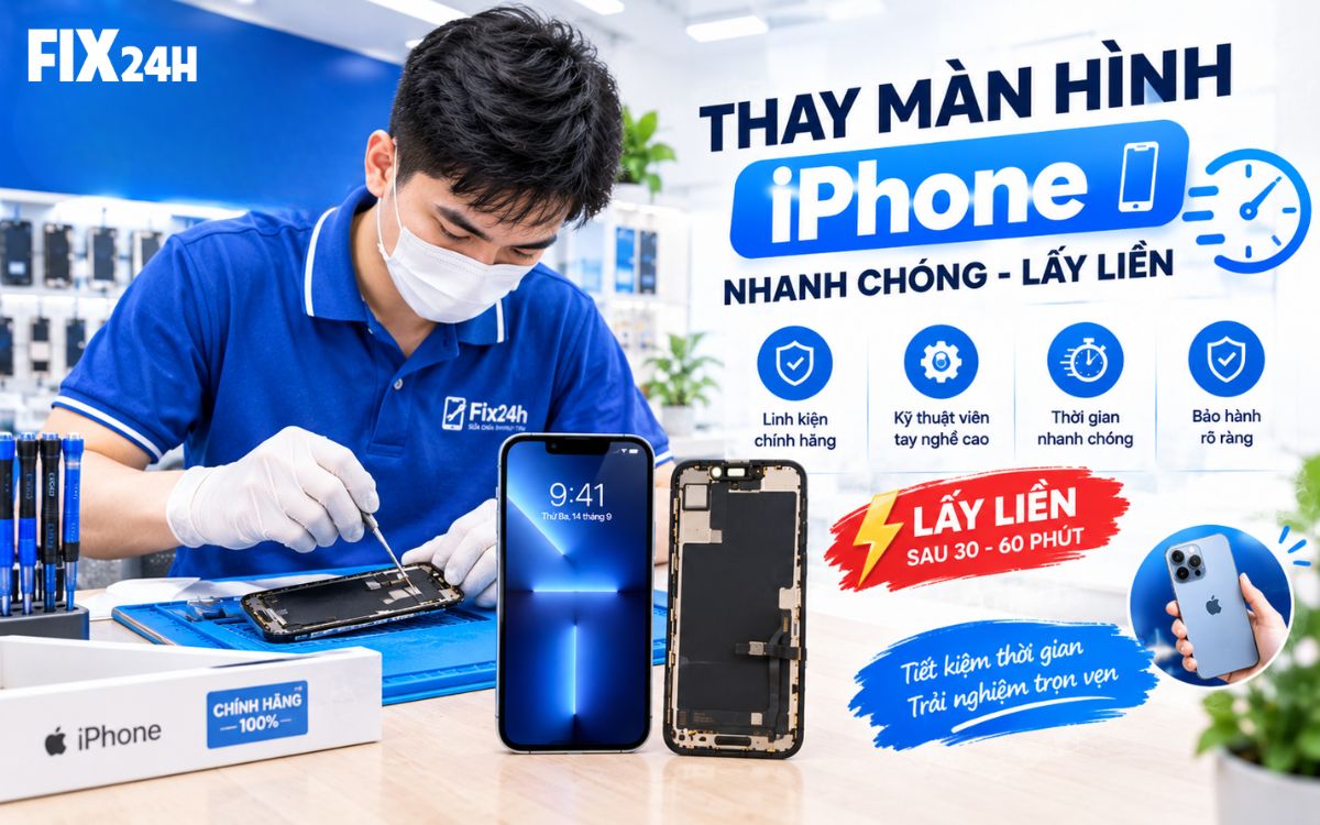 Thay màn hình iphone 13 Pro nhanh chóng lấy liền trong ngày